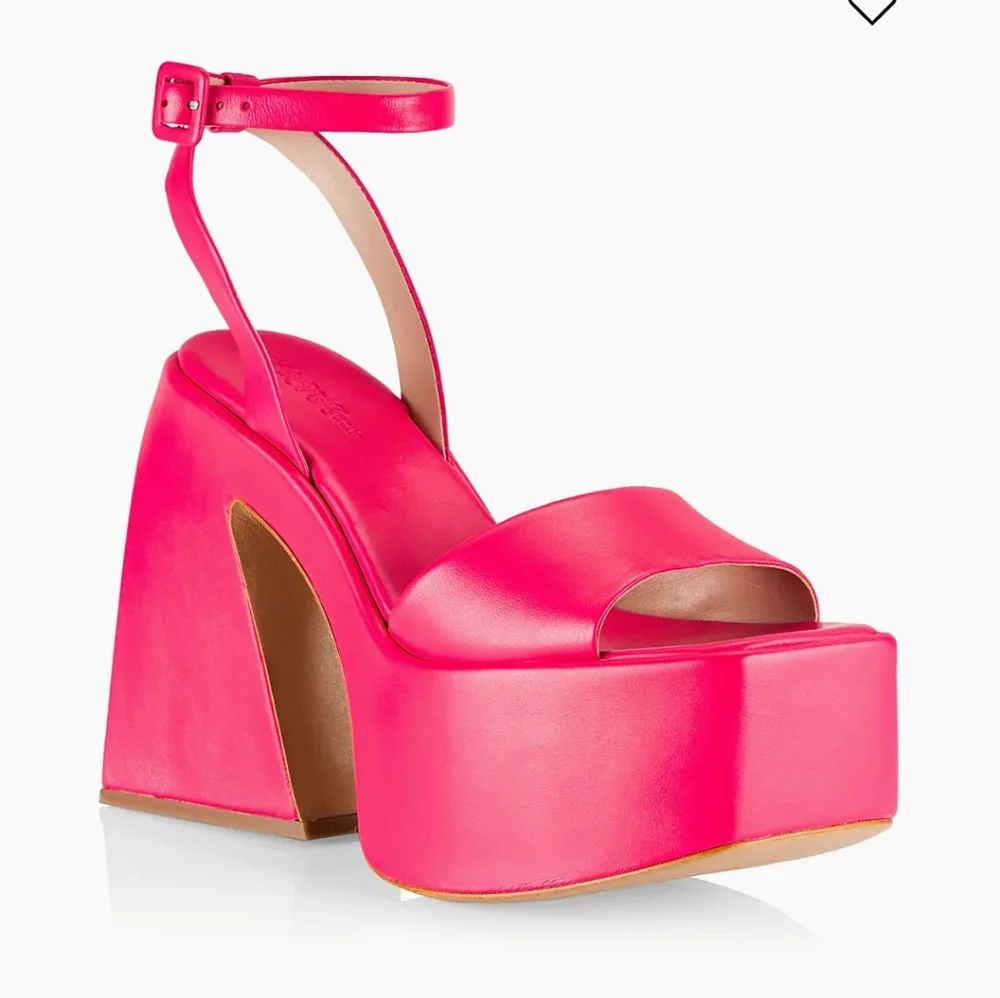 Saks Fifth Magenta Leather Platform Sandals